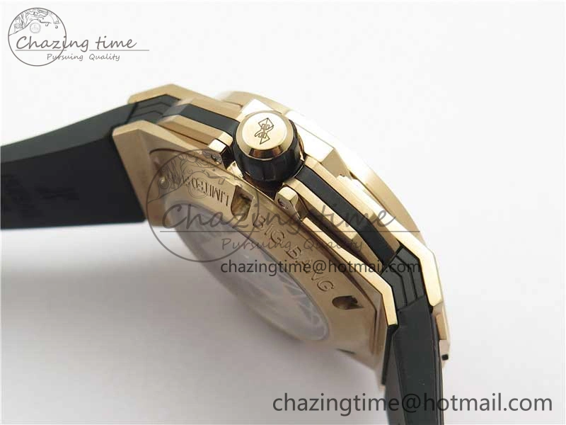 Versatile Big Bang Sang Bleu Chrono RG B50 White Skeletonal Dial On Rubber Strap Asian 6796