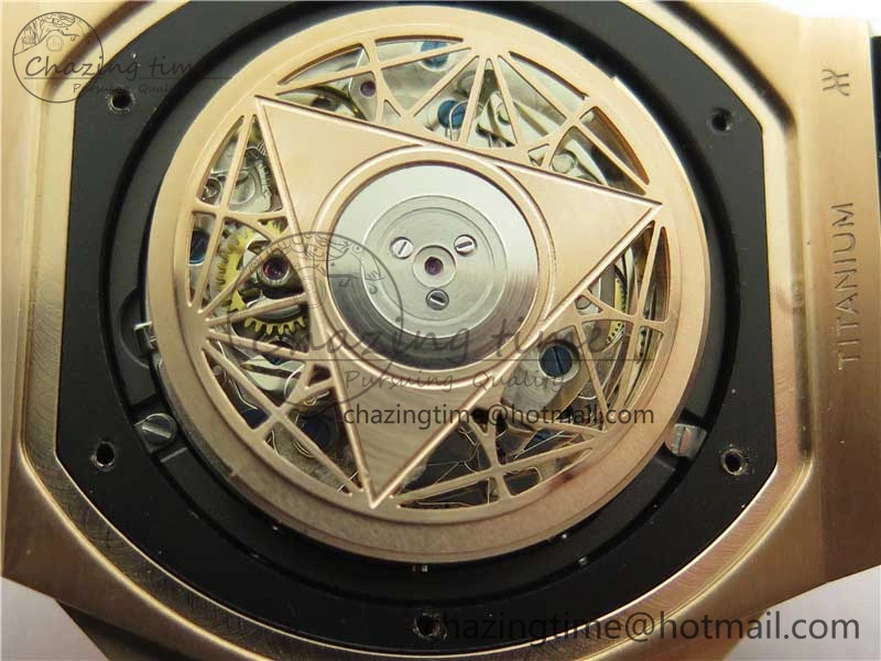 Versatile Big Bang Sang Bleu Chrono RG B50 White Skeletonal Dial On Rubber Strap Asian 6796