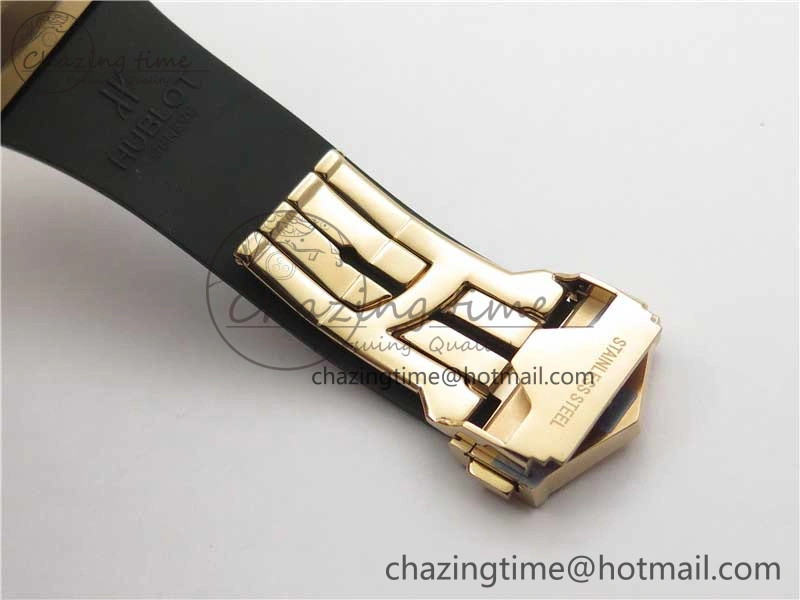 Versatile Big Bang Sang Bleu Chrono RG B50 White Skeletonal Dial On Rubber Strap Asian 6796
