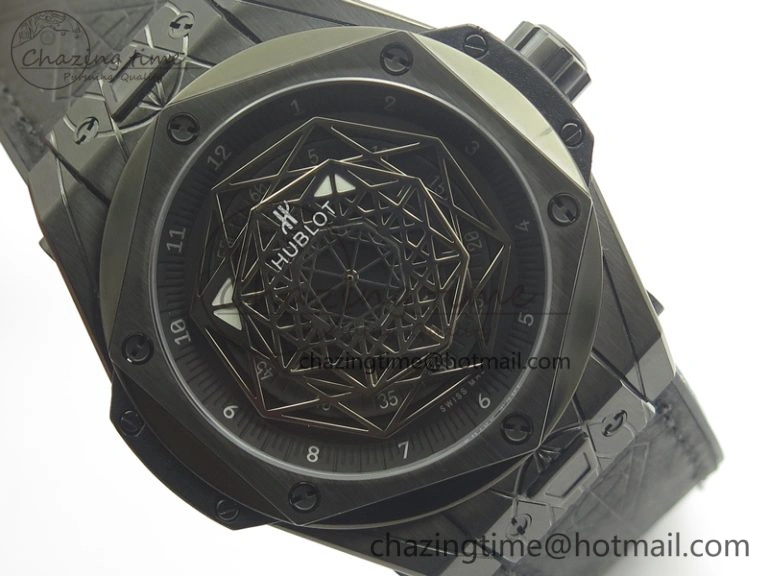 QuickDry Big Bang Sang Bleu DLC TMF 1:1 Best Edition Skeletonal Dial On Gummy Strap Asian HB 6900