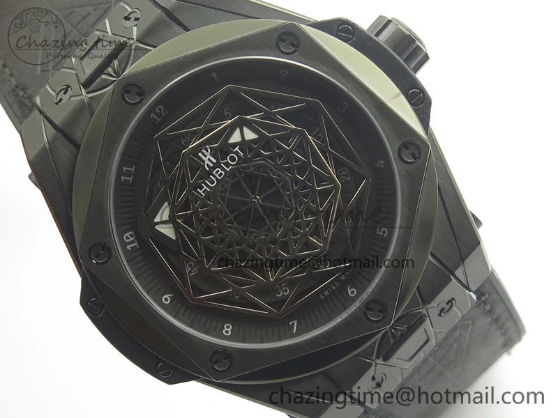 QuickDry Big Bang Sang Bleu DLC TMF 1:1 Best Edition Skeletonal Dial On Gummy Strap Asian HB 6900