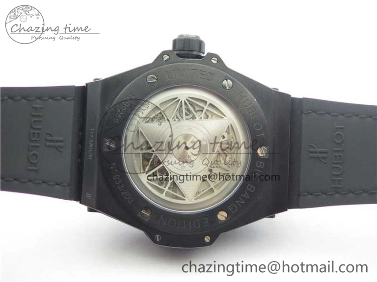 SmartChoice Big Bang Sang Bleu DLC Ti WWF 1:1 Best Edition Black Skeletonal Dial On Black Gummy Strap Asian HB 6835