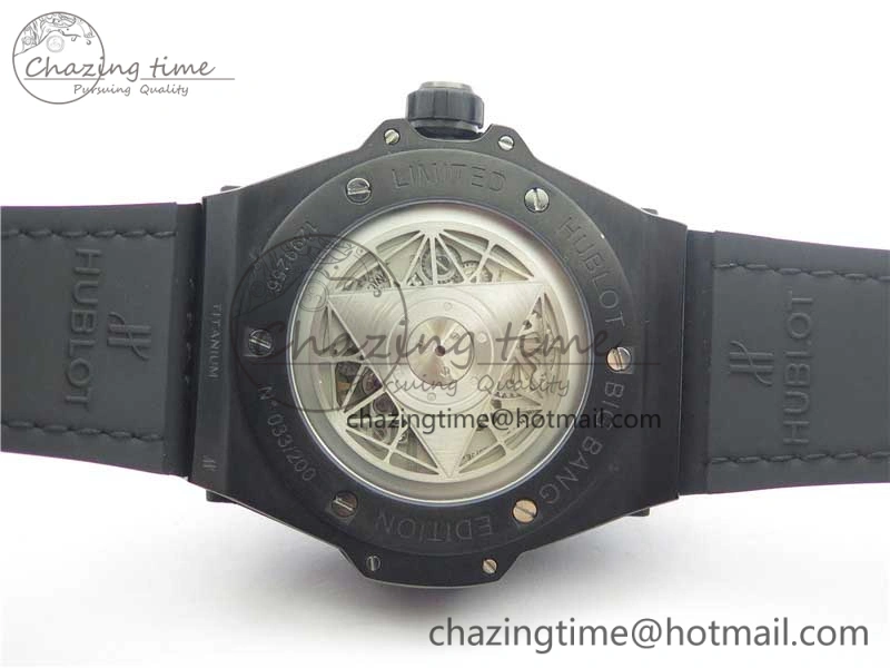 SmartChoice Big Bang Sang Bleu DLC Ti WWF 1:1 Best Edition Black Skeletonal Dial On Black Gummy Strap Asian HB 6835