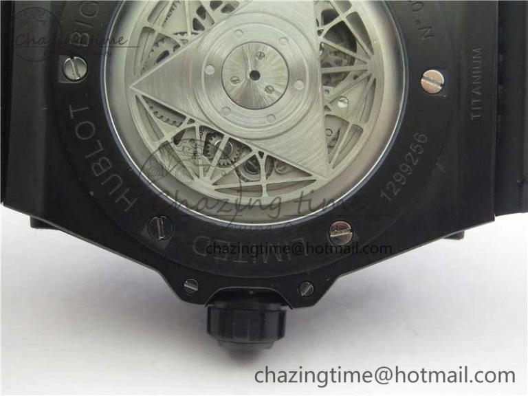 SmartChoice Big Bang Sang Bleu DLC Ti WWF 1:1 Best Edition Black Skeletonal Dial On Black Gummy Strap Asian HB 6835