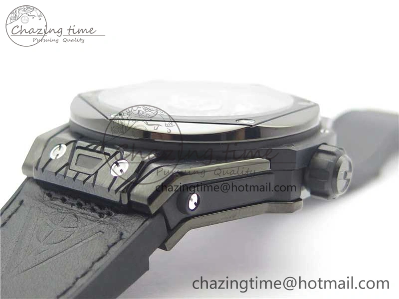 SmartChoice Big Bang Sang Bleu DLC Ti WWF 1:1 Best Edition Black Skeletonal Dial On Black Gummy Strap Asian HB 6835