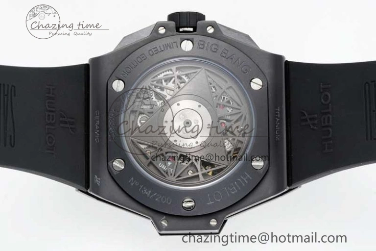 Big Bang Sang Bleu II Black Ceramic ZF Best Edition on Black Rubber Strap A Upgraded 6769