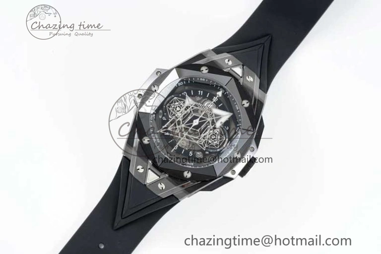 Big Bang Sang Bleu II Black Ceramic ZF Best Edition on Black Rubber Strap A Upgraded 6769