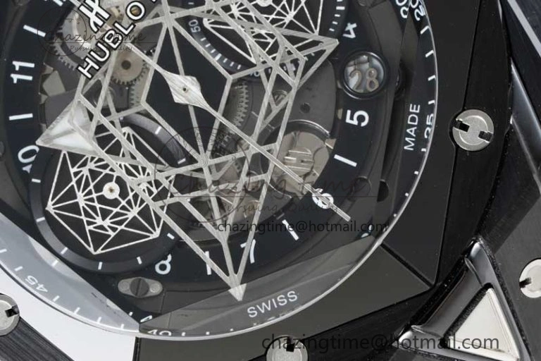 Big Bang Sang Bleu II Black Ceramic ZF Best Edition on Black Rubber Strap A Upgraded 6769