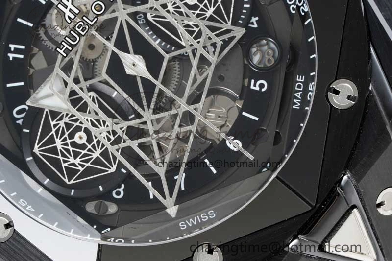 Big Bang Sang Bleu II Black Ceramic ZF Best Edition on Black Rubber Strap A Upgraded 6769
