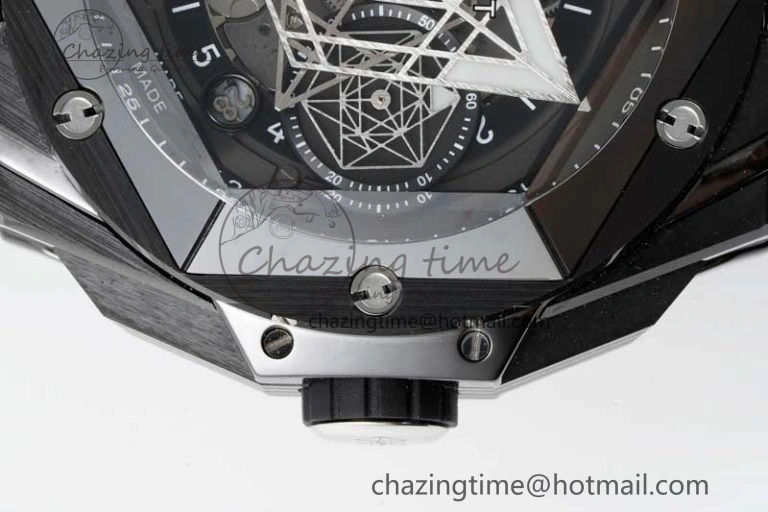 Big Bang Sang Bleu II Black Ceramic ZF Best Edition on Black Rubber Strap A Upgraded 6769