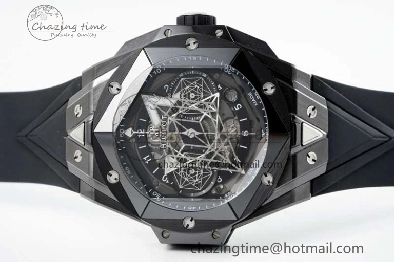 Big Bang Sang Bleu II Black Ceramic ZF Best Edition on Black Rubber Strap A Upgraded 6769