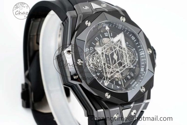 Big Bang Sang Bleu II Black Ceramic ZF Best Edition on Black Rubber Strap A Upgraded 6769