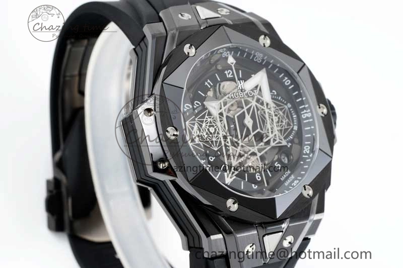 Big Bang Sang Bleu II Black Ceramic ZF Best Edition on Black Rubber Strap A Upgraded 6769