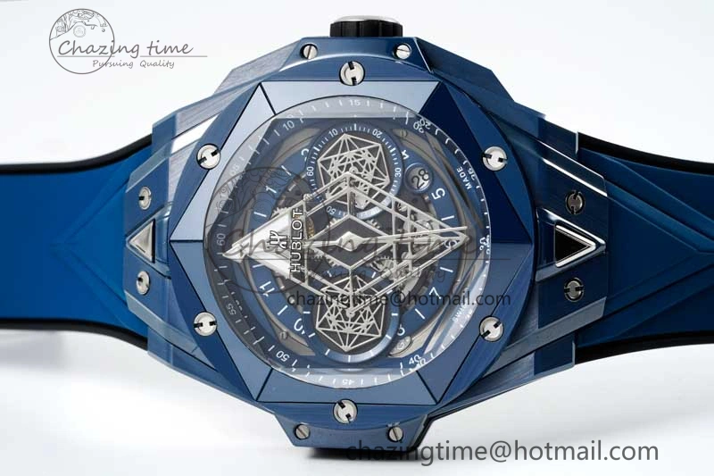 Timeless Big Bang Sang Bleu II Blue Ceramic RSF Best Edition on Blue Rubber Strap A 6762