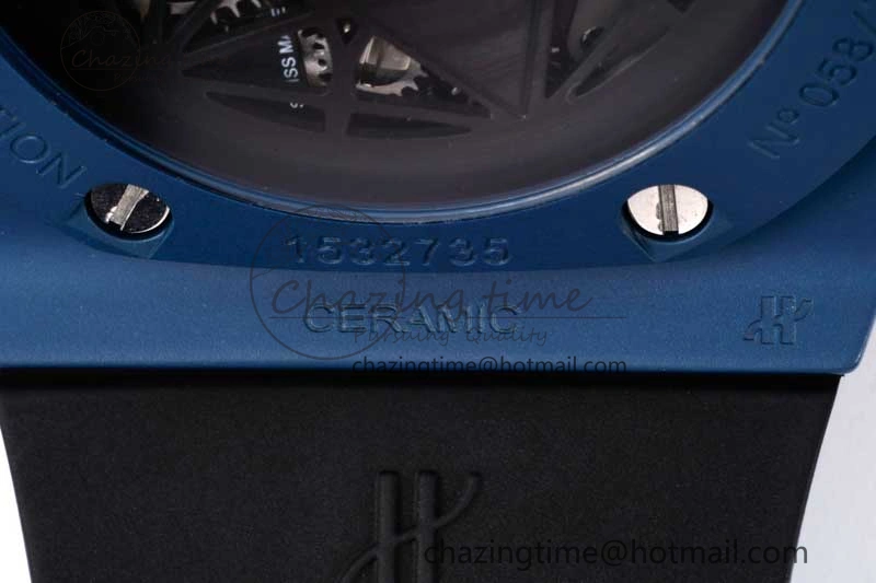 Timeless Big Bang Sang Bleu II Blue Ceramic RSF Best Edition on Blue Rubber Strap A 6762