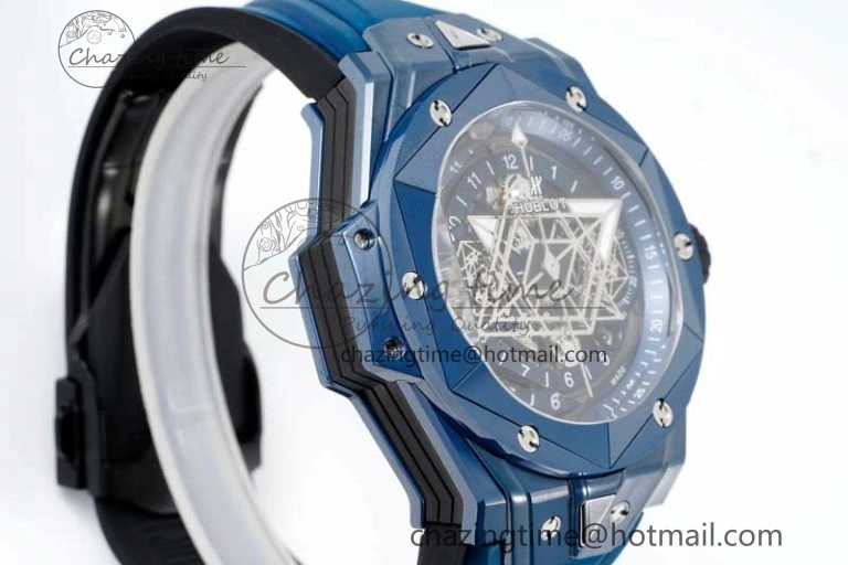 Timeless Big Bang Sang Bleu II Blue Ceramic RSF Best Edition on Blue Rubber Strap A 6762