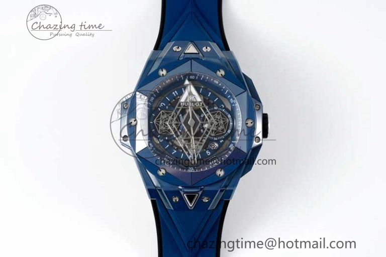 Timeless Big Bang Sang Bleu II Blue Ceramic RSF Best Edition on Blue Rubber Strap A 6762