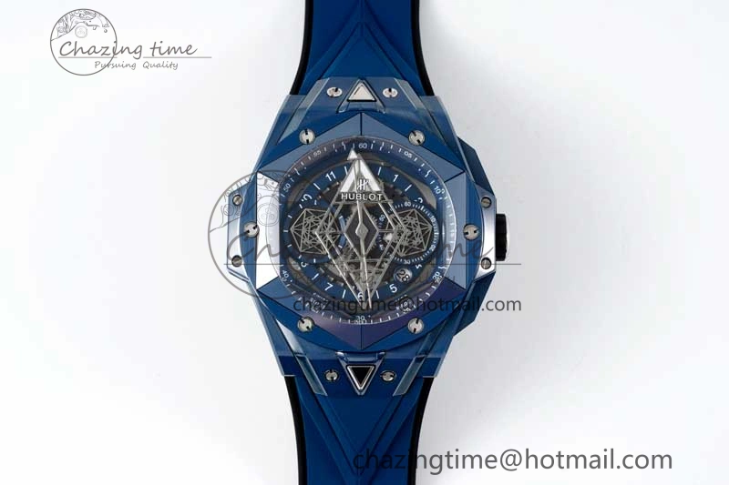 Timeless Big Bang Sang Bleu II Blue Ceramic RSF Best Edition on Blue Rubber Strap A 6762