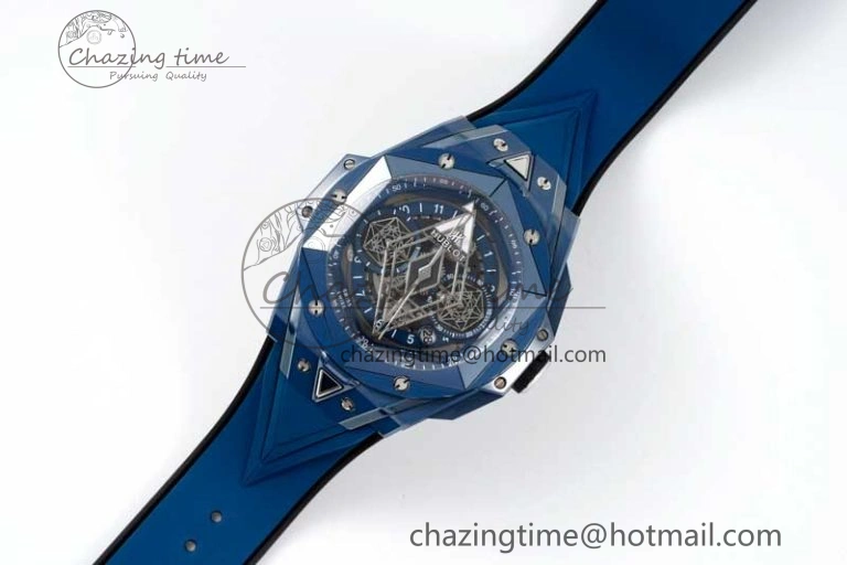 Timeless Big Bang Sang Bleu II Blue Ceramic RSF Best Edition on Blue Rubber Strap A 6762