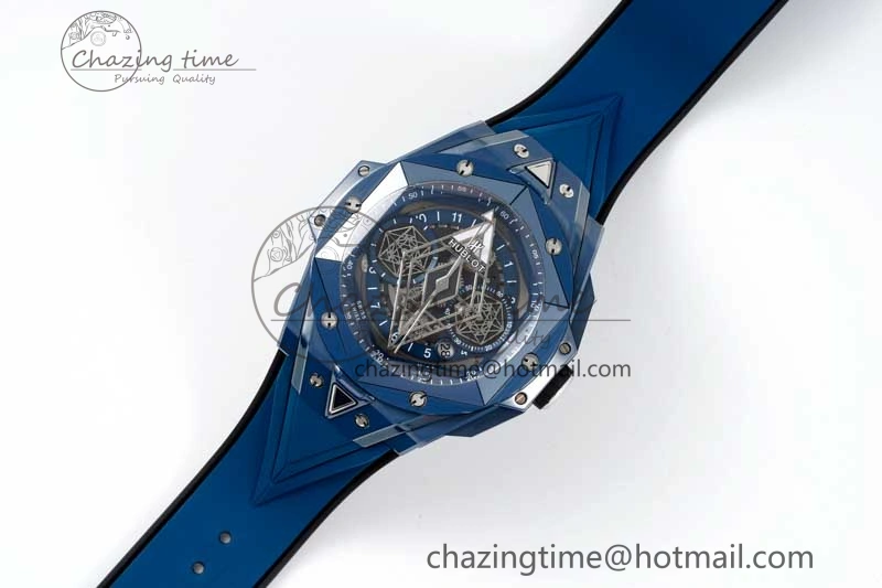 Timeless Big Bang Sang Bleu II Blue Ceramic RSF Best Edition on Blue Rubber Strap A 6762
