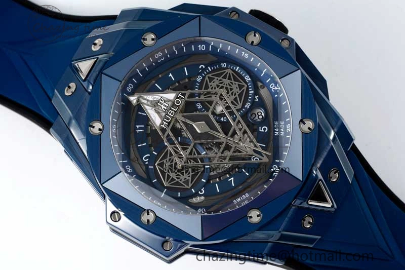 Timeless Big Bang Sang Bleu II Blue Ceramic RSF Best Edition on Blue Rubber Strap A 6762