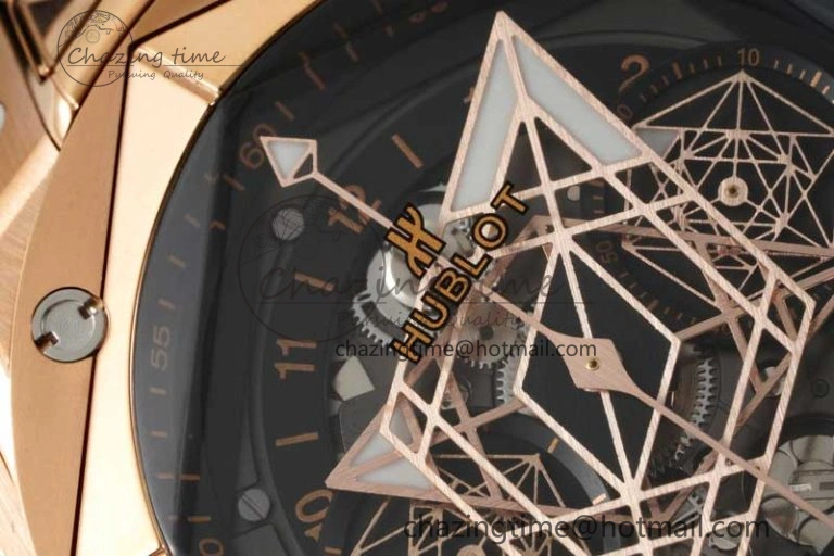 Affordable Big Bang Sang Bleu II Chrono RG BBF Best Edition Black Dial on Black Gummy Strap A 6754