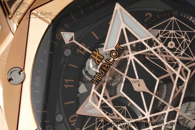 Affordable Big Bang Sang Bleu II Chrono RG BBF Best Edition Black Dial on Black Gummy Strap A 6754
