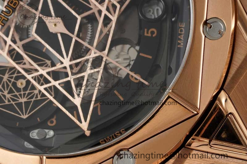 Affordable Big Bang Sang Bleu II Chrono RG BBF Best Edition Black Dial on Black Gummy Strap A 6754