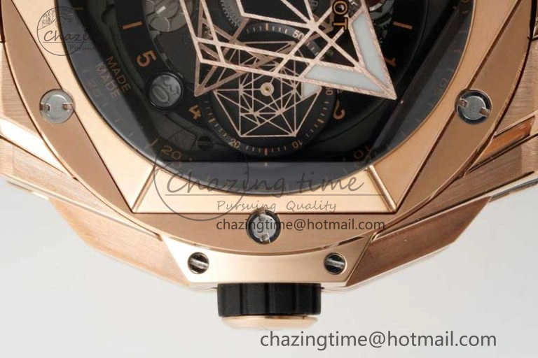 Affordable Big Bang Sang Bleu II Chrono RG BBF Best Edition Black Dial on Black Gummy Strap A 6754