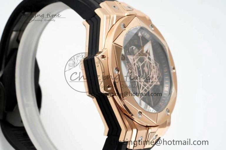 Affordable Big Bang Sang Bleu II Chrono RG BBF Best Edition Black Dial on Black Gummy Strap A 6754