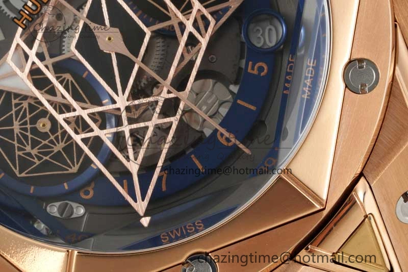 Sophisticated Big Bang Sang Bleu II Chrono RG BBF Best Edition Blue Dial on Blue Gummy Strap A 6751