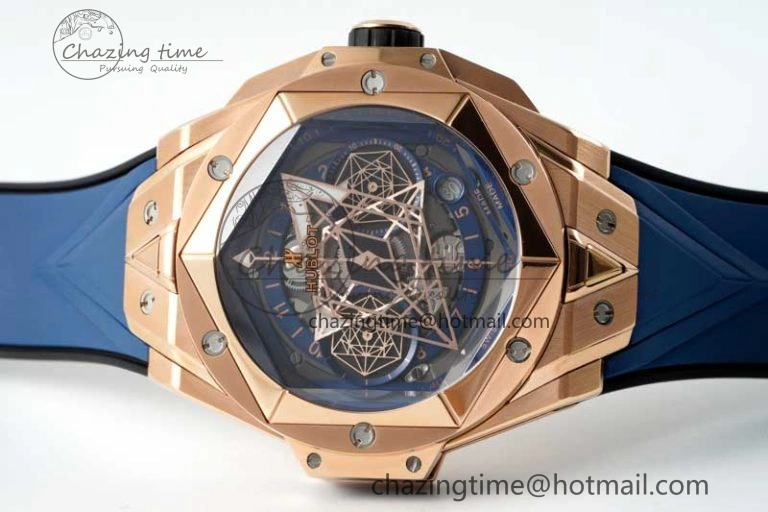 Sophisticated Big Bang Sang Bleu II Chrono RG BBF Best Edition Blue Dial on Blue Gummy Strap A 6751