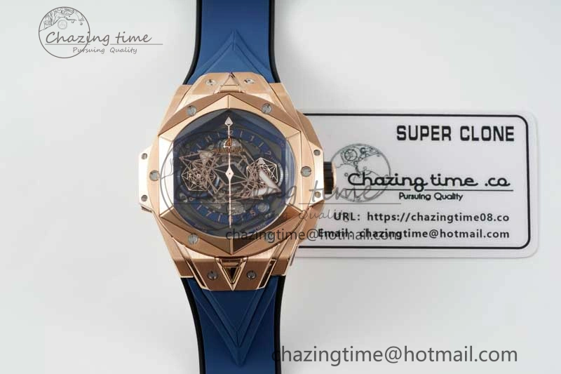 Sophisticated Big Bang Sang Bleu II Chrono RG BBF Best Edition Blue Dial on Blue Gummy Strap A 6751