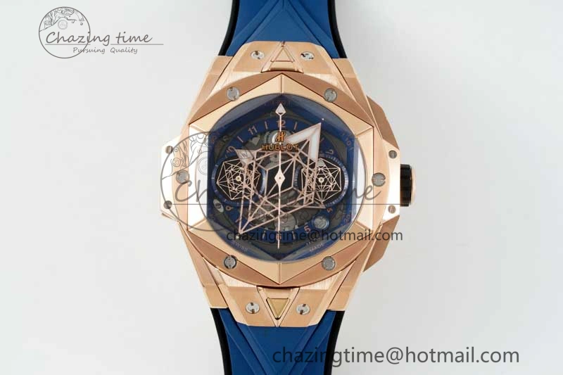 Sophisticated Big Bang Sang Bleu II Chrono RG BBF Best Edition Blue Dial on Blue Gummy Strap A 6751