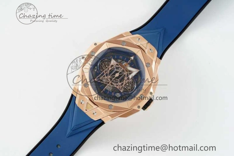Sophisticated Big Bang Sang Bleu II Chrono RG BBF Best Edition Blue Dial on Blue Gummy Strap A 6751