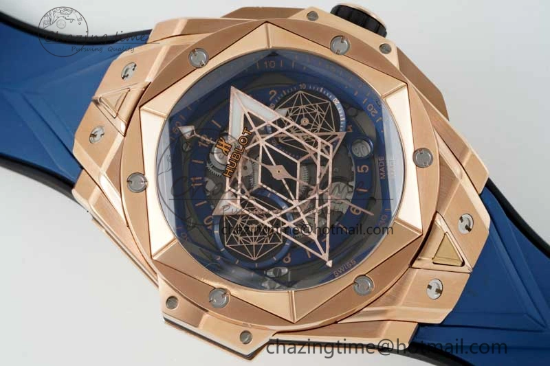Sophisticated Big Bang Sang Bleu II Chrono RG BBF Best Edition Blue Dial on Blue Gummy Strap A 6751