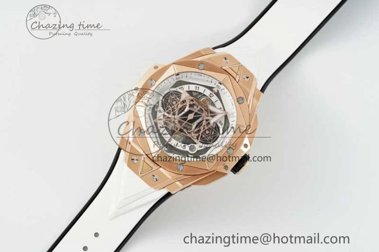 GoodFit Big Bang Sang Bleu II Chrono RG BBF Best Edition White Dial on White Gummy Strap A 6755