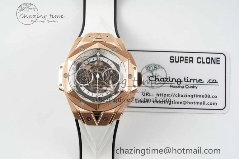 GoodFit Big Bang Sang Bleu II Chrono RG BBF Best Edition White Dial on White Gummy Strap A 6755