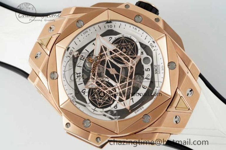 GoodFit Big Bang Sang Bleu II Chrono RG BBF Best Edition White Dial on White Gummy Strap A 6755