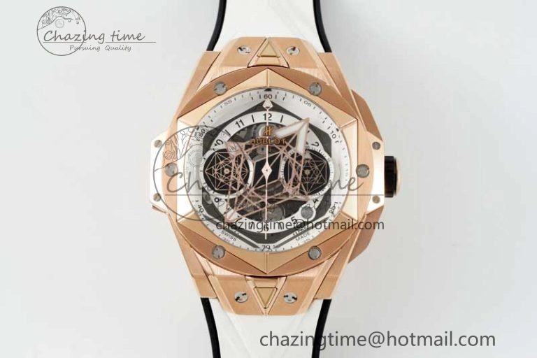 GoodFit Big Bang Sang Bleu II Chrono RG BBF Best Edition White Dial on White Gummy Strap A 6755