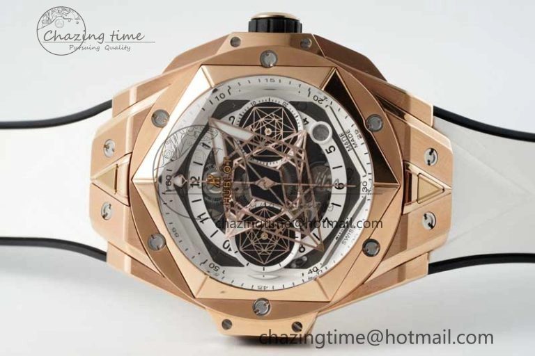 GoodFit Big Bang Sang Bleu II Chrono RG BBF Best Edition White Dial on White Gummy Strap A 6755