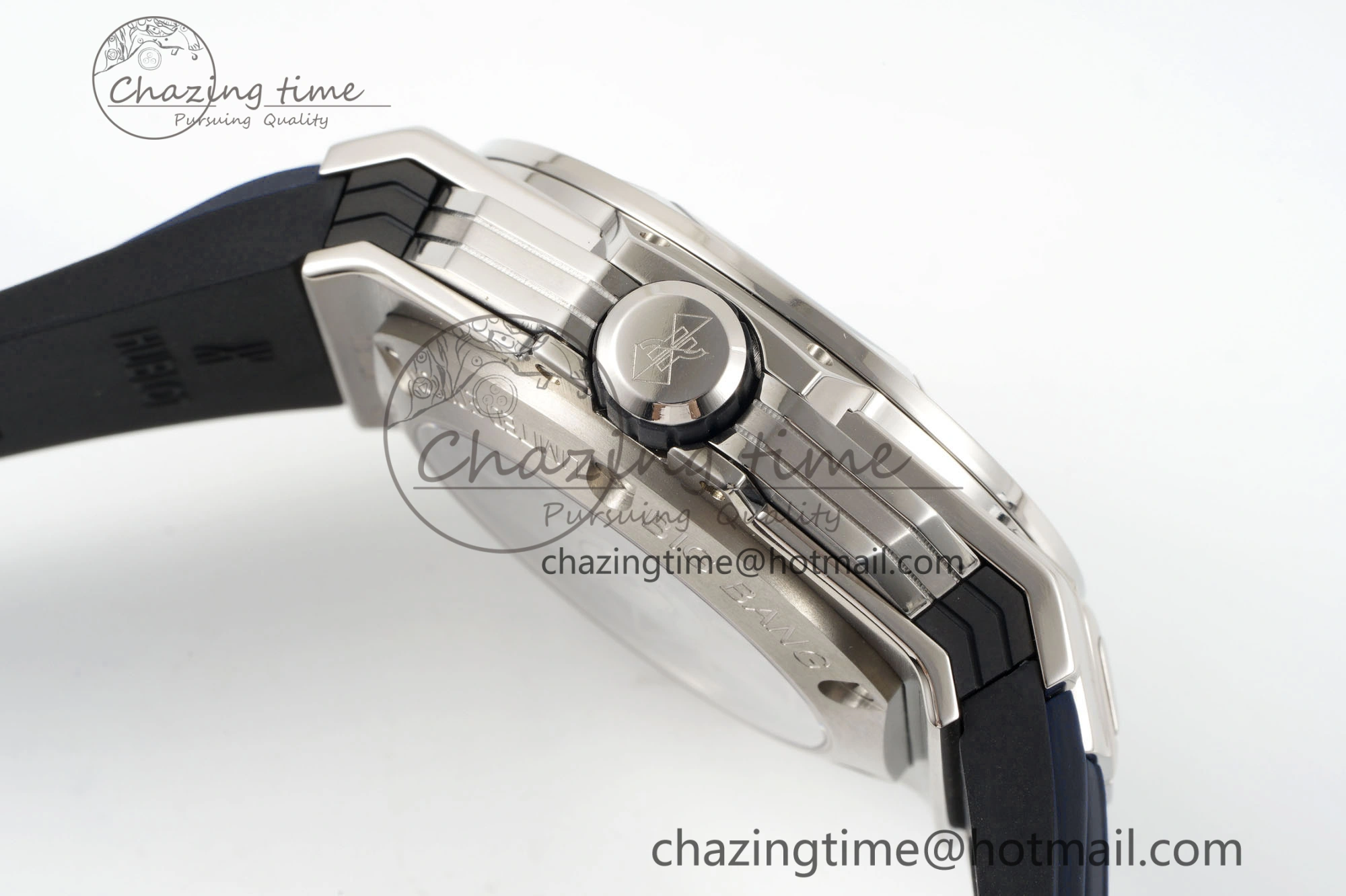 Youthful Big Bang Sang Bleu II Chrono SS BBF Best Edition Black Dial on Black Gummy Strap A 6749