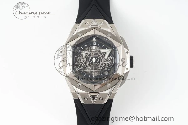 Youthful Big Bang Sang Bleu II Chrono SS BBF Best Edition Black Dial on Black Gummy Strap A 6749