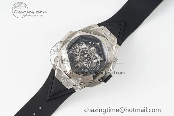 Youthful Big Bang Sang Bleu II Chrono SS BBF Best Edition Black Dial on Black Gummy Strap A 6749