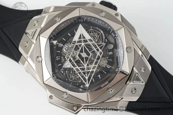 Youthful Big Bang Sang Bleu II Chrono SS BBF Best Edition Black Dial on Black Gummy Strap A 6749
