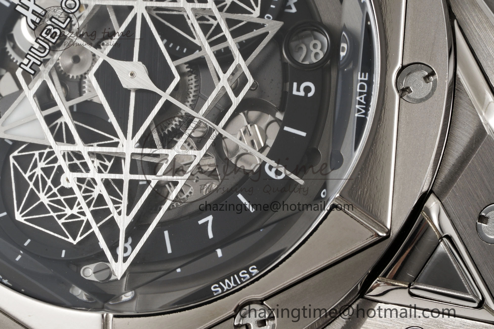 Youthful Big Bang Sang Bleu II Chrono SS BBF Best Edition Black Dial on Black Gummy Strap A 6749