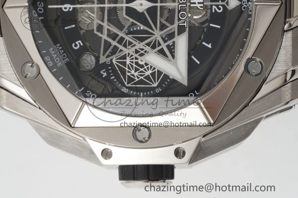 Youthful Big Bang Sang Bleu II Chrono SS BBF Best Edition Black Dial on Black Gummy Strap A 6749