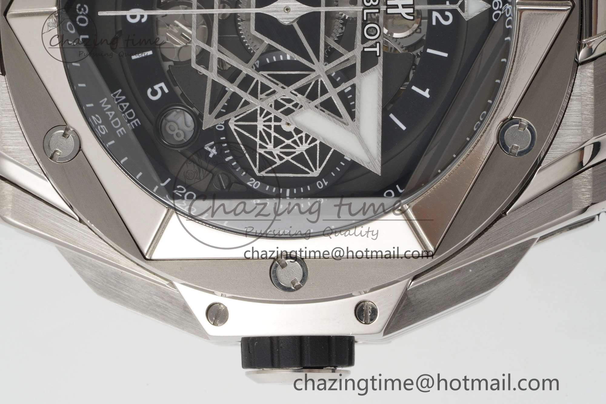 Youthful Big Bang Sang Bleu II Chrono SS BBF Best Edition Black Dial on Black Gummy Strap A 6749