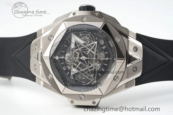 Youthful Big Bang Sang Bleu II Chrono SS BBF Best Edition Black Dial on Black Gummy Strap A 6749