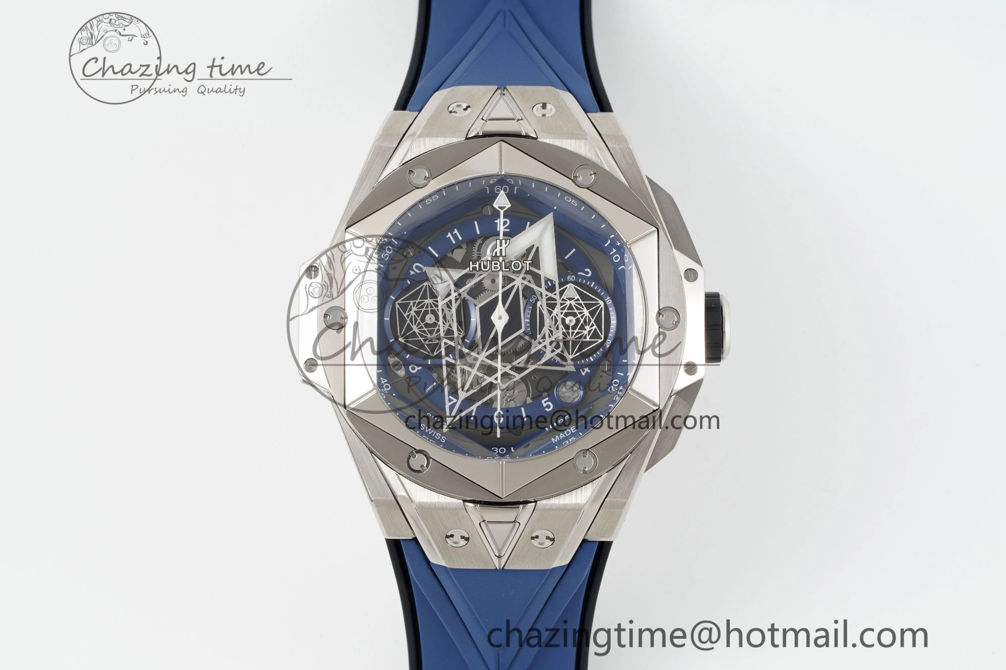 Premium Big Bang Sang Bleu II Chrono SS BBF Best Edition Blue Dial on Blue Gummy Strap A 6752